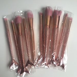 Mermaid Tail Rose Gold Makeup Brush Set 10pc